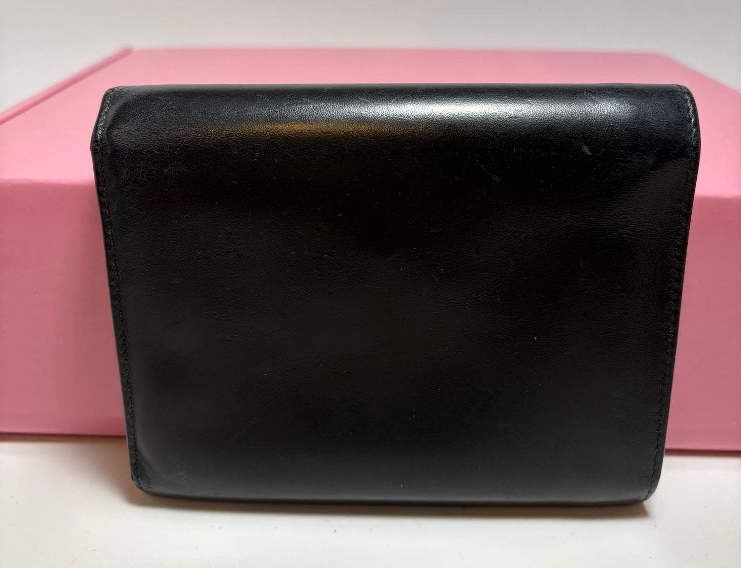Prada Black Leather Trifold Wallet
