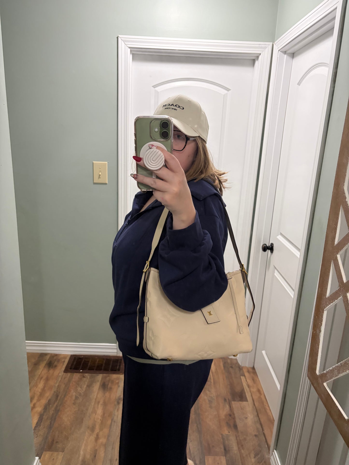 Louis Vuitton Caryall PM Monogram Empriente Leather Shoulder Bag/Crossbody in Cream