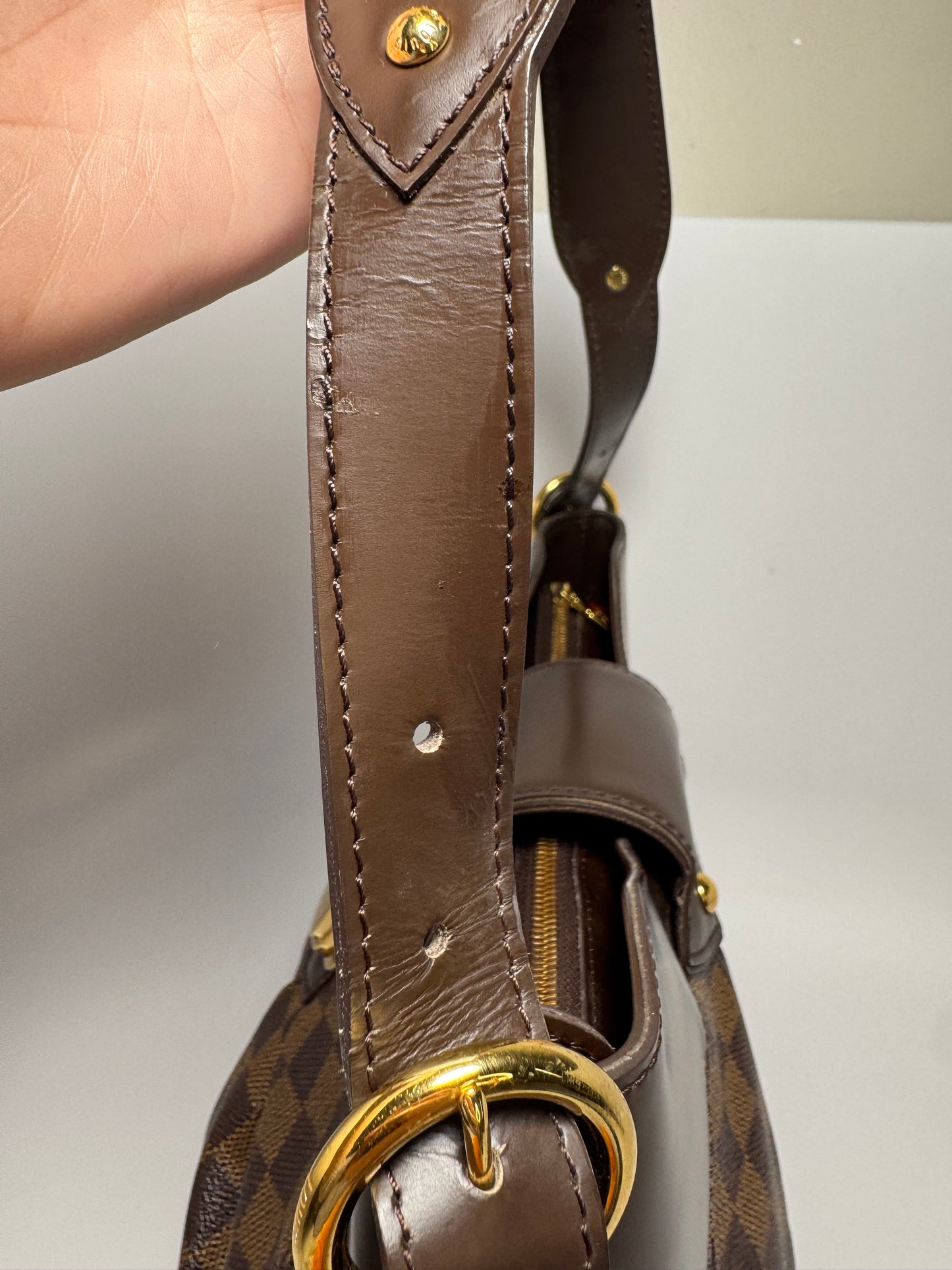 Louis Vuitton Sistina MM Damier Ebene Pleated Shoulder Bag
