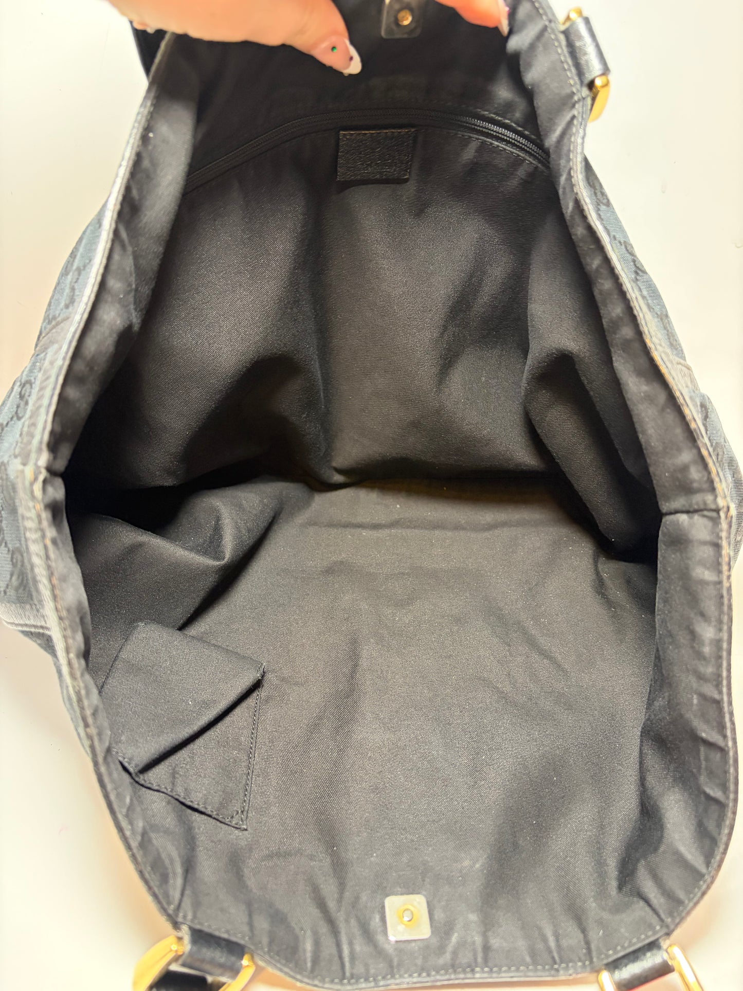 Gucci Abbey Black Canvas & Leather Tote/Shoulder Bag