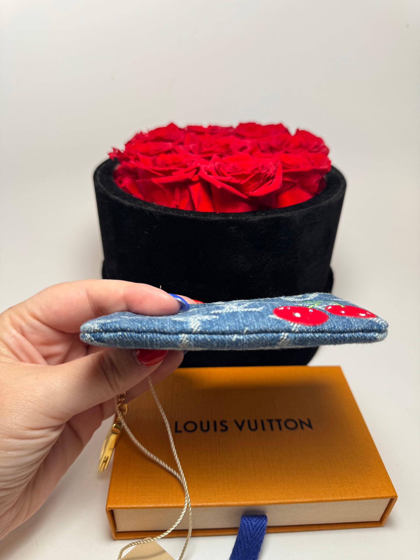 Louis Vuitton x TM Denim Cherry Key Pouch NEW w/COA