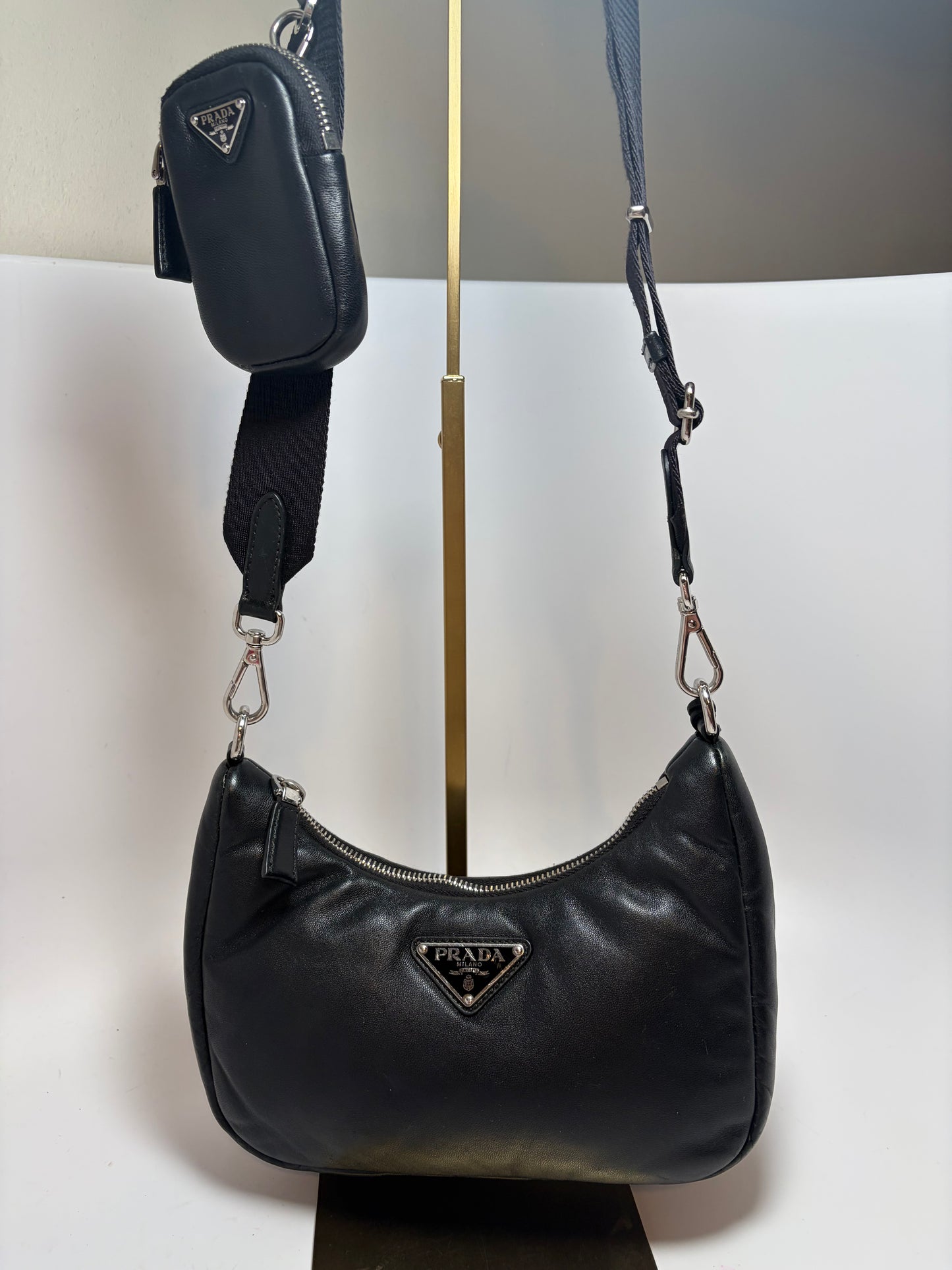 Prada Re-Edition 2005 Soft Padded Black Nappa (Lambskin) Leather Crossbody/Shoulder Bag