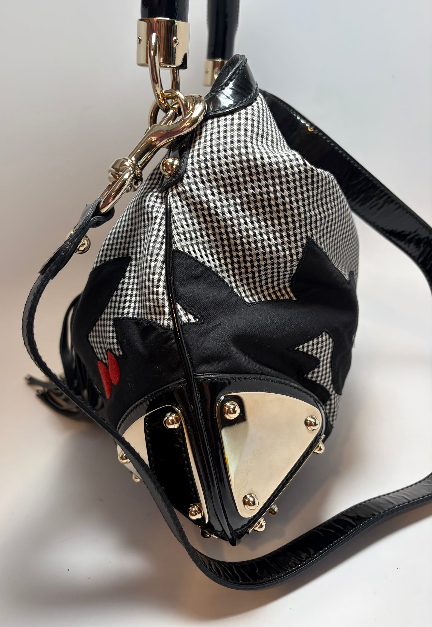 Gucci Indy Babouska Bamboo Top Handle Bag w/Shoulder Strap