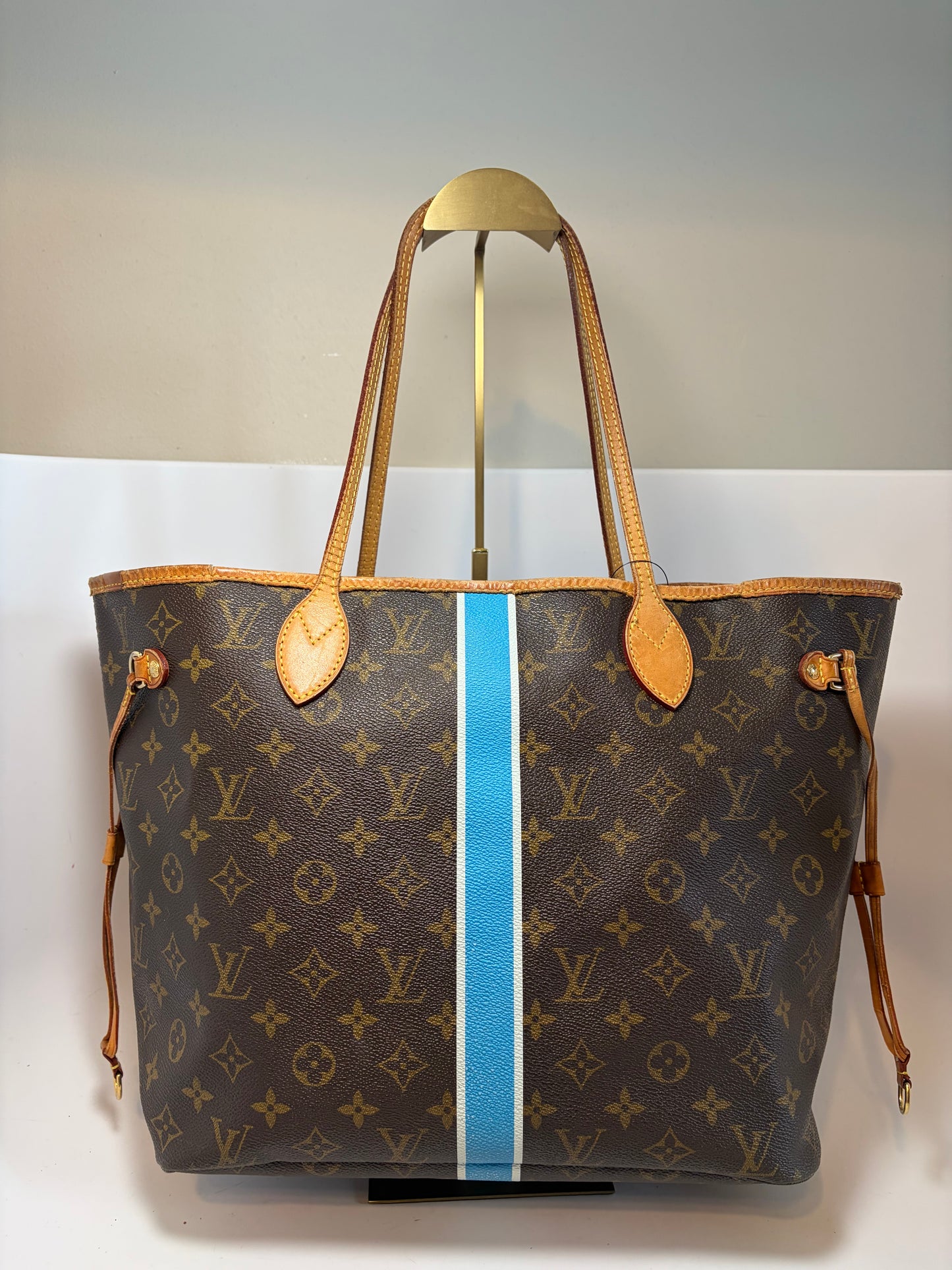 Louis Vuitton Neverfull MM Tote– My Heritage Monogram Custom Stripe & Initials Comes with Legit App COA