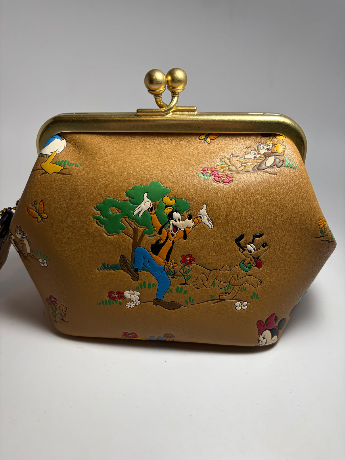 Coach x Disney Mickey & Friends Honey Brown Kiss Lock Crossbody NWT