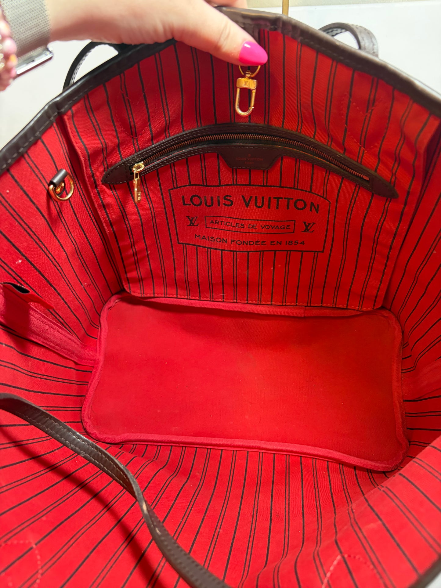 Louis Vuitton Neverfull MM Damier Ebene Tote w/Dust Bag