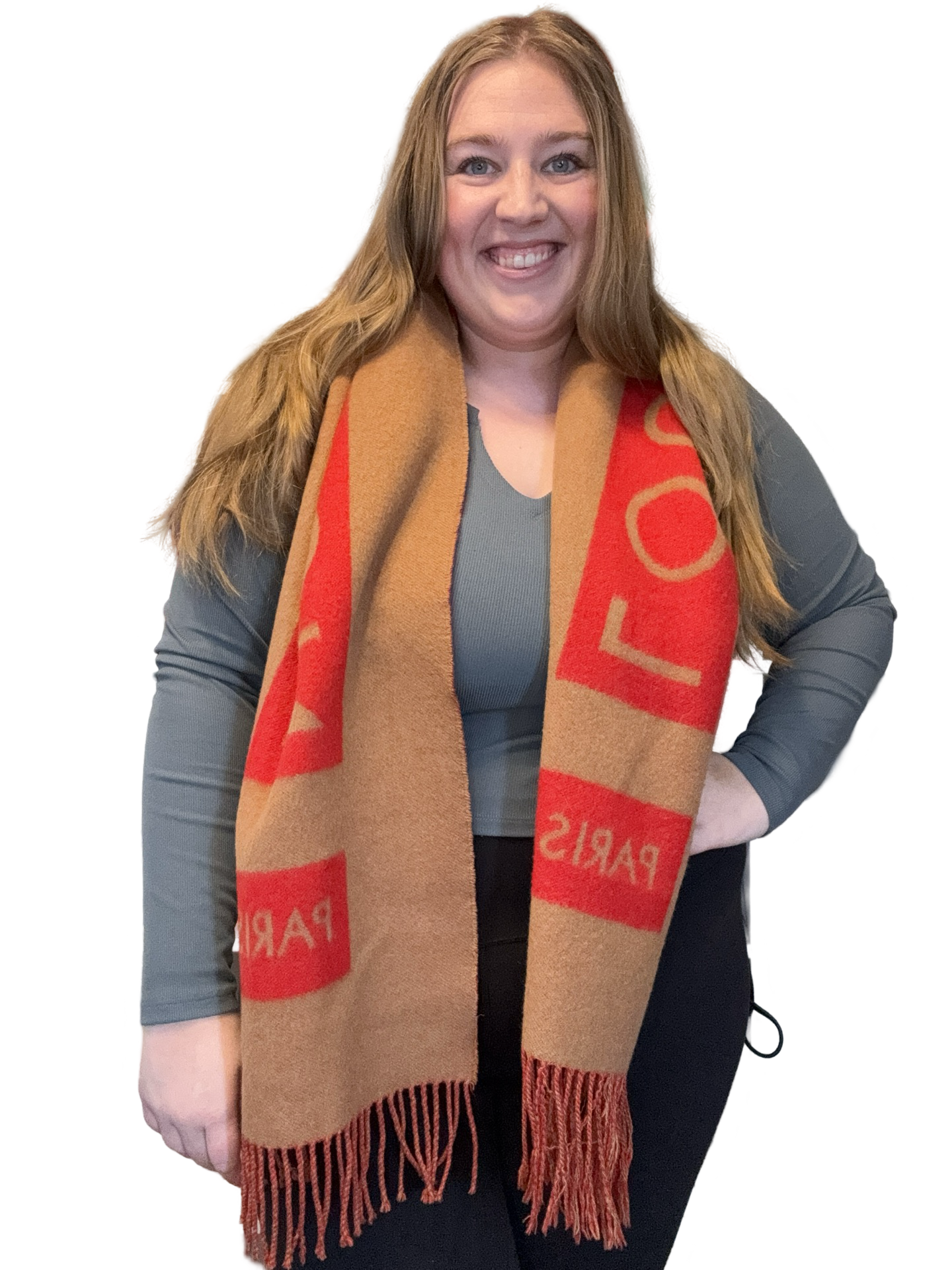 Louis Vuitton Red & Camel Double-Sided 100% Cashmere Winter Scarf Luxury Fashion