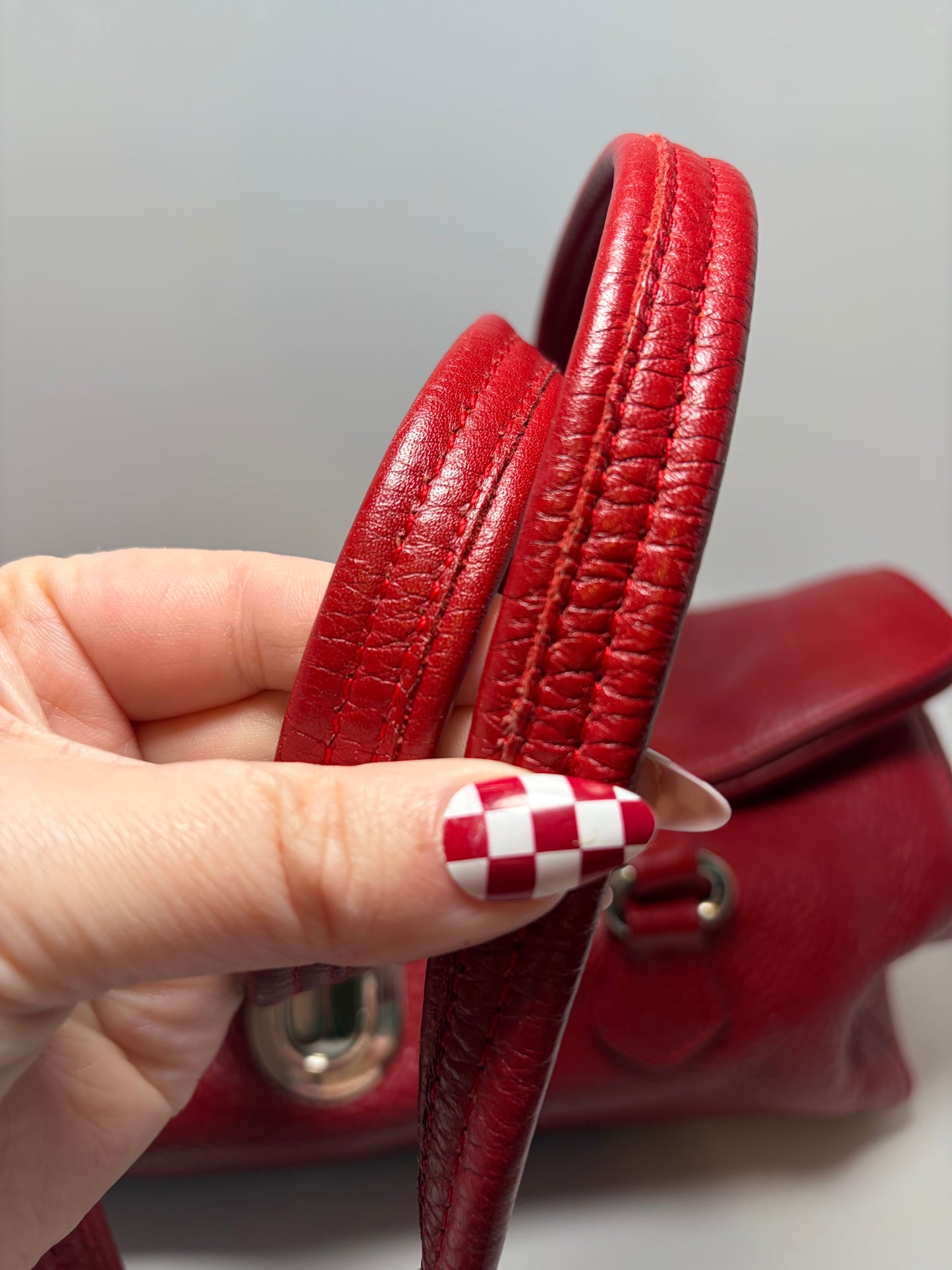 Prada Vitello Easy Rosso Red Leather East West Shoulder Bag