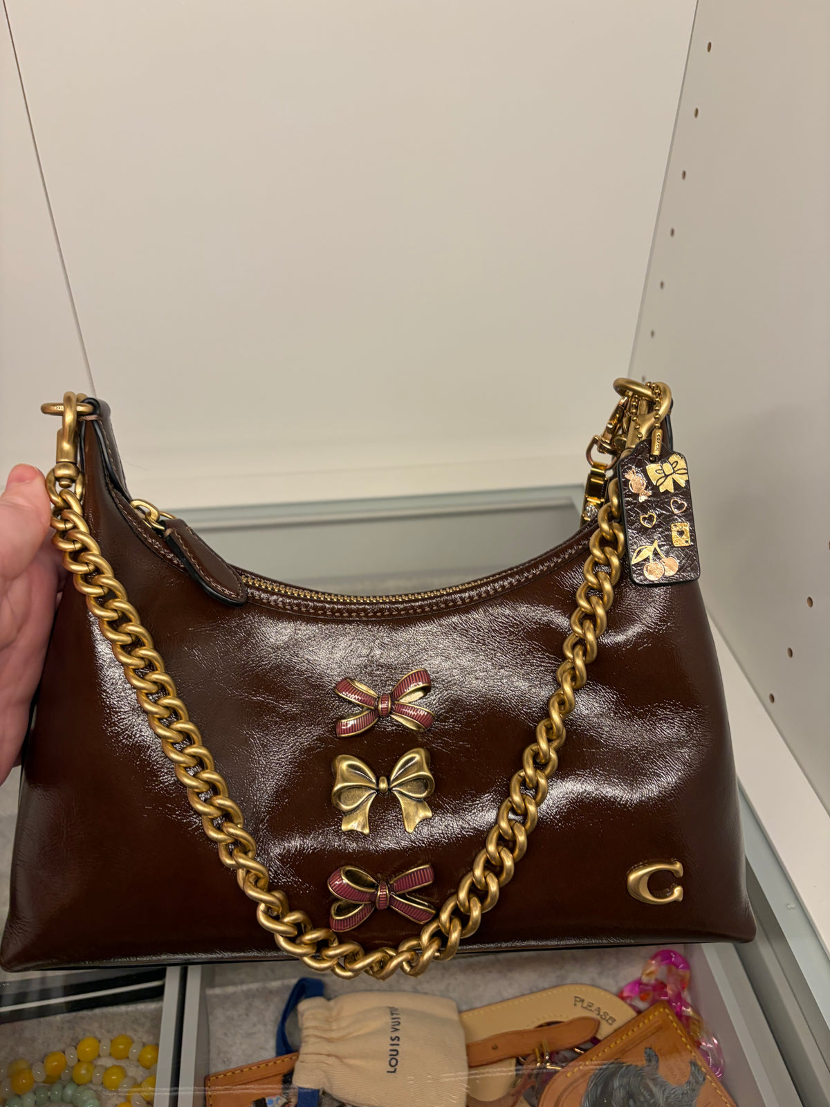Coach Juliette 25 Maple Glazed Leather Shoulder Bag/Crossbody Coach Create Bows