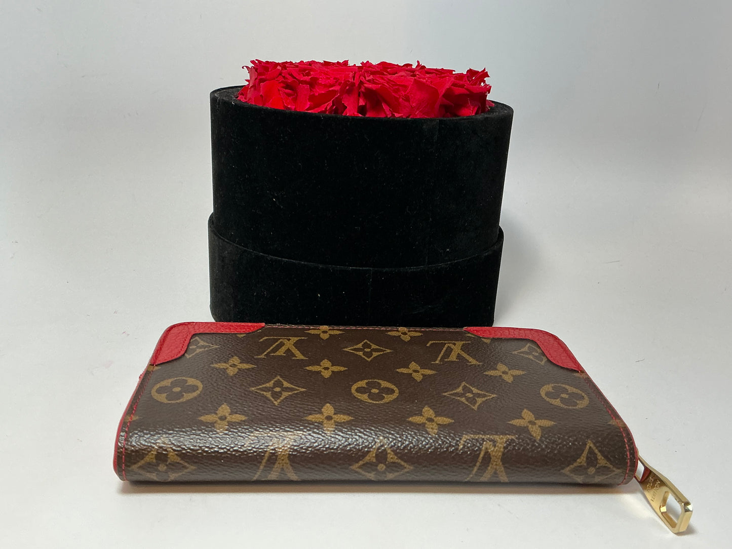 Louis Vuitton Retiro Monogram & Red Leather Wallet
