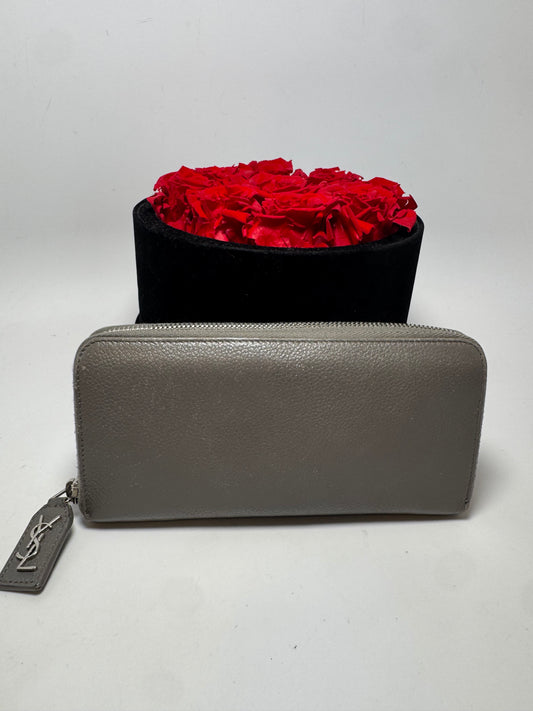 Saint Laurent Grained Calf Skin Rive Gauche Zip Around Wallet