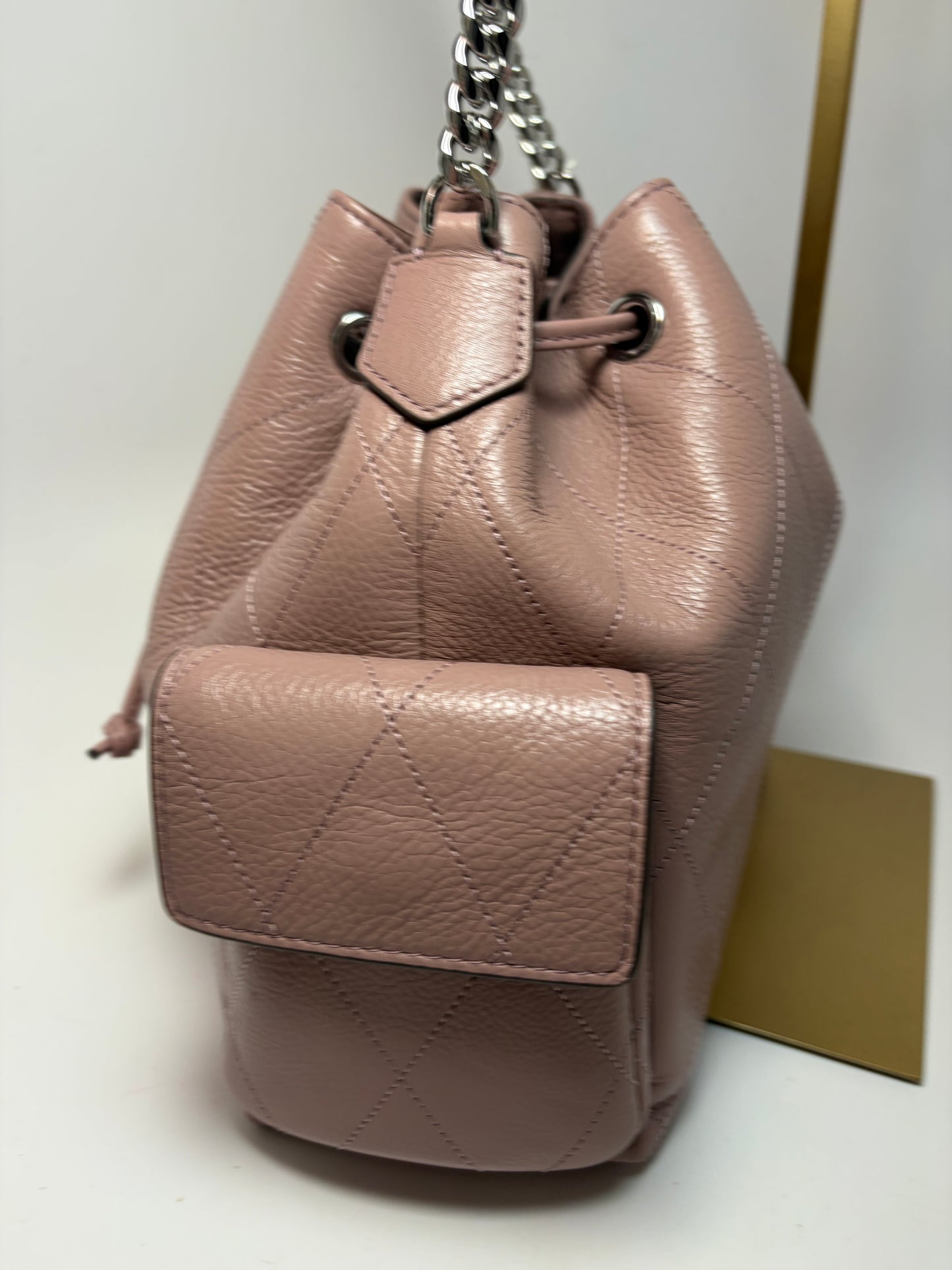 Tory Burch Quilted Small Charlie Drawstring Shoulder Bag/Crossbody in Mauve NWT & Dust Bag