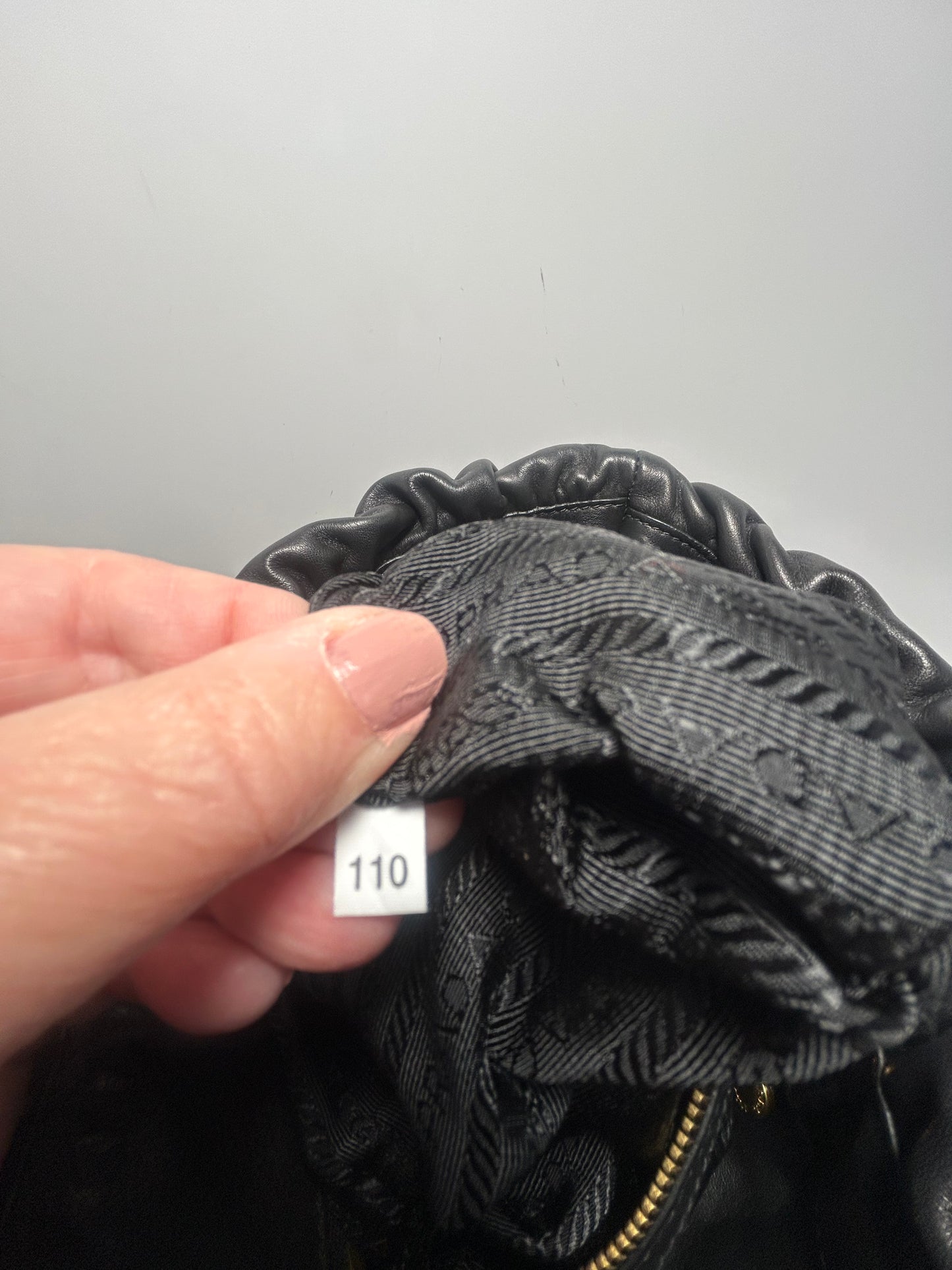 Prada Soft Calf Tote in Black Leather with Gold Hardware