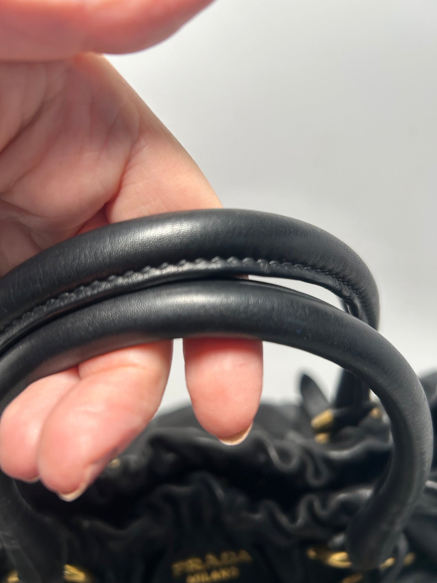 Prada Soft Calf Tote in Black Leather with Gold Hardware