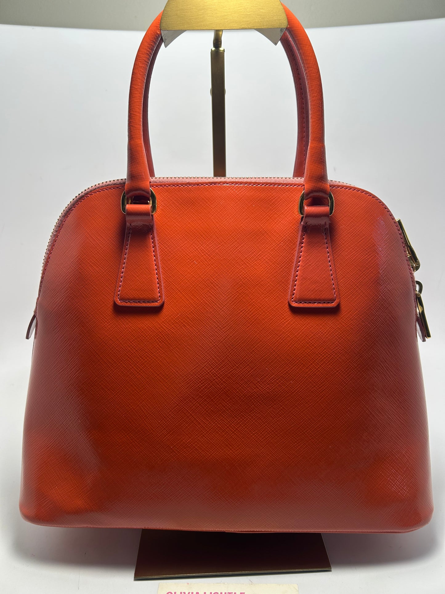 Prada Orange Small Saffiano Leather Hand Bag