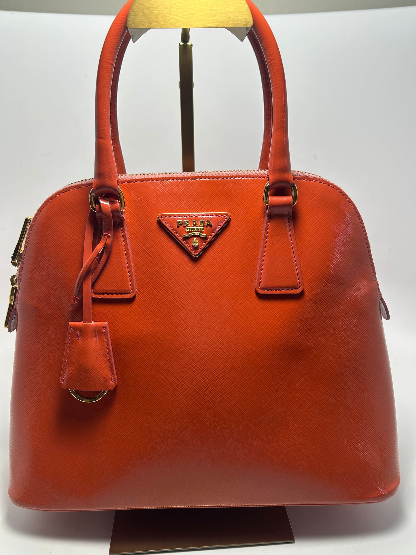 Prada Orange Small Saffiano Leather Hand Bag