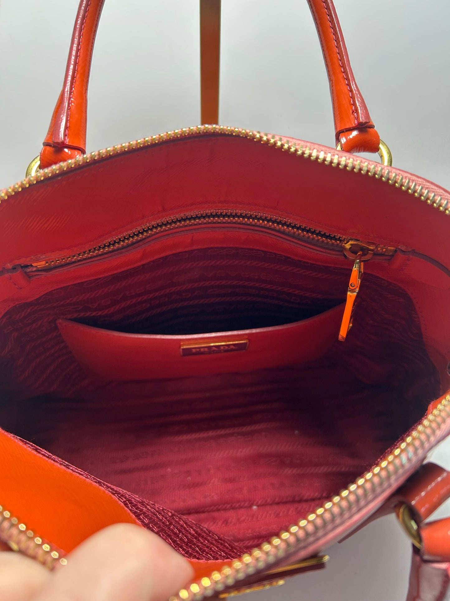 Prada Orange Small Saffiano Leather Hand Bag