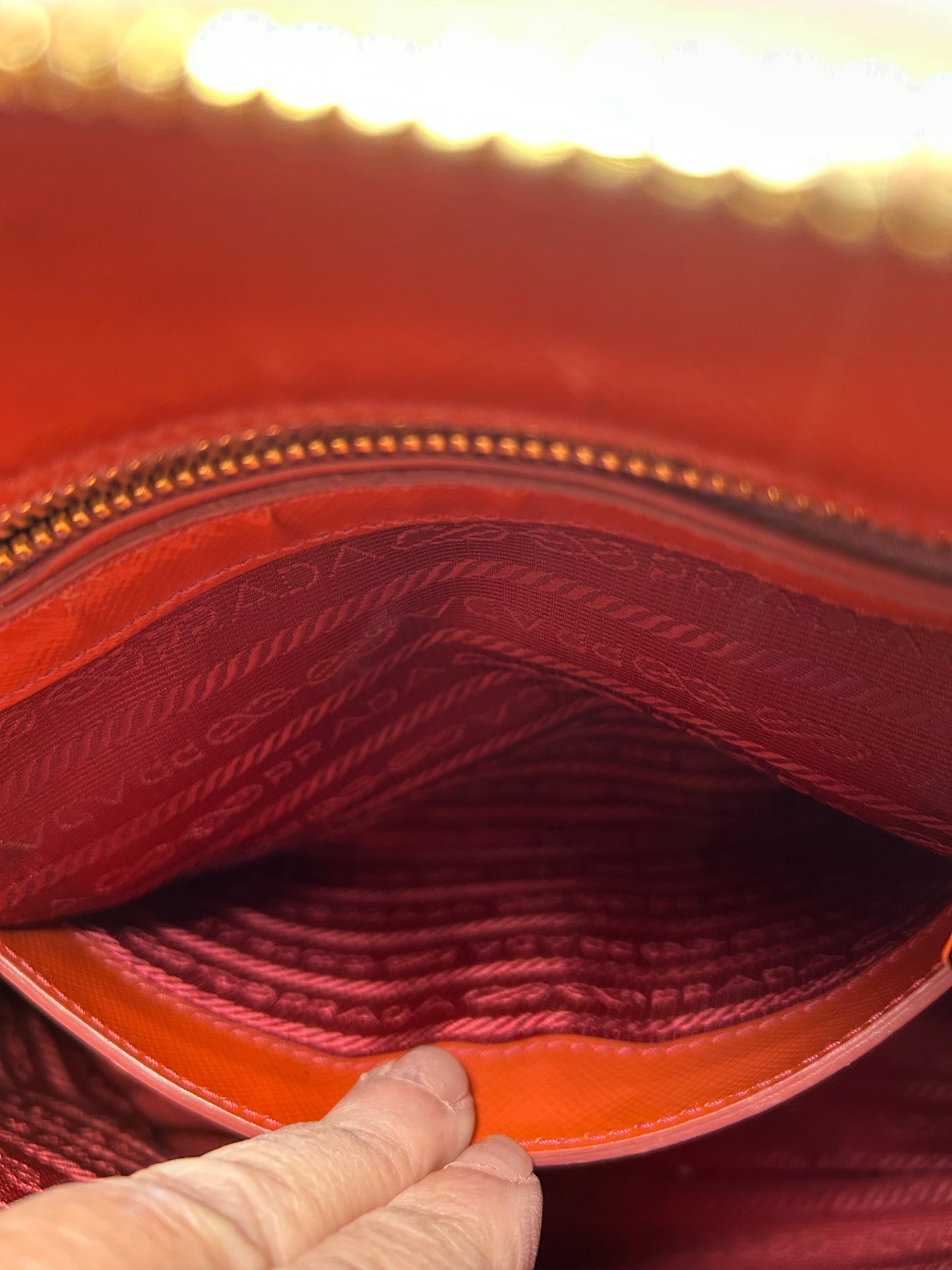 Prada Orange Small Saffiano Leather Hand Bag