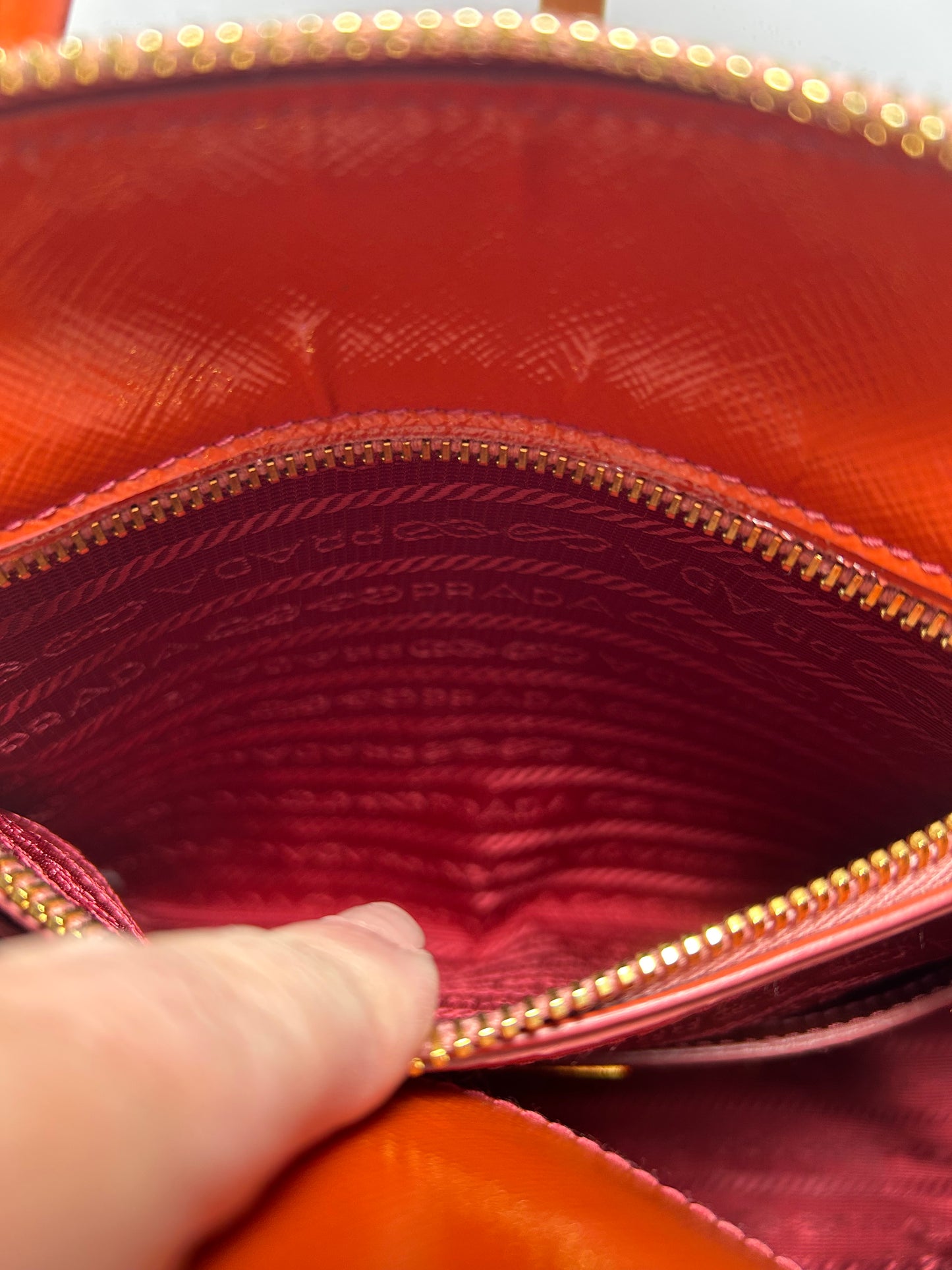 Prada Orange Small Saffiano Leather Hand Bag