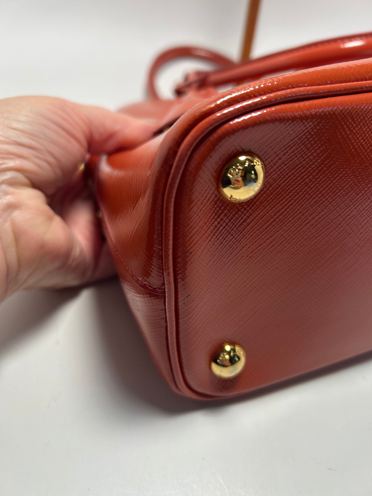 Prada Orange Small Saffiano Leather Hand Bag