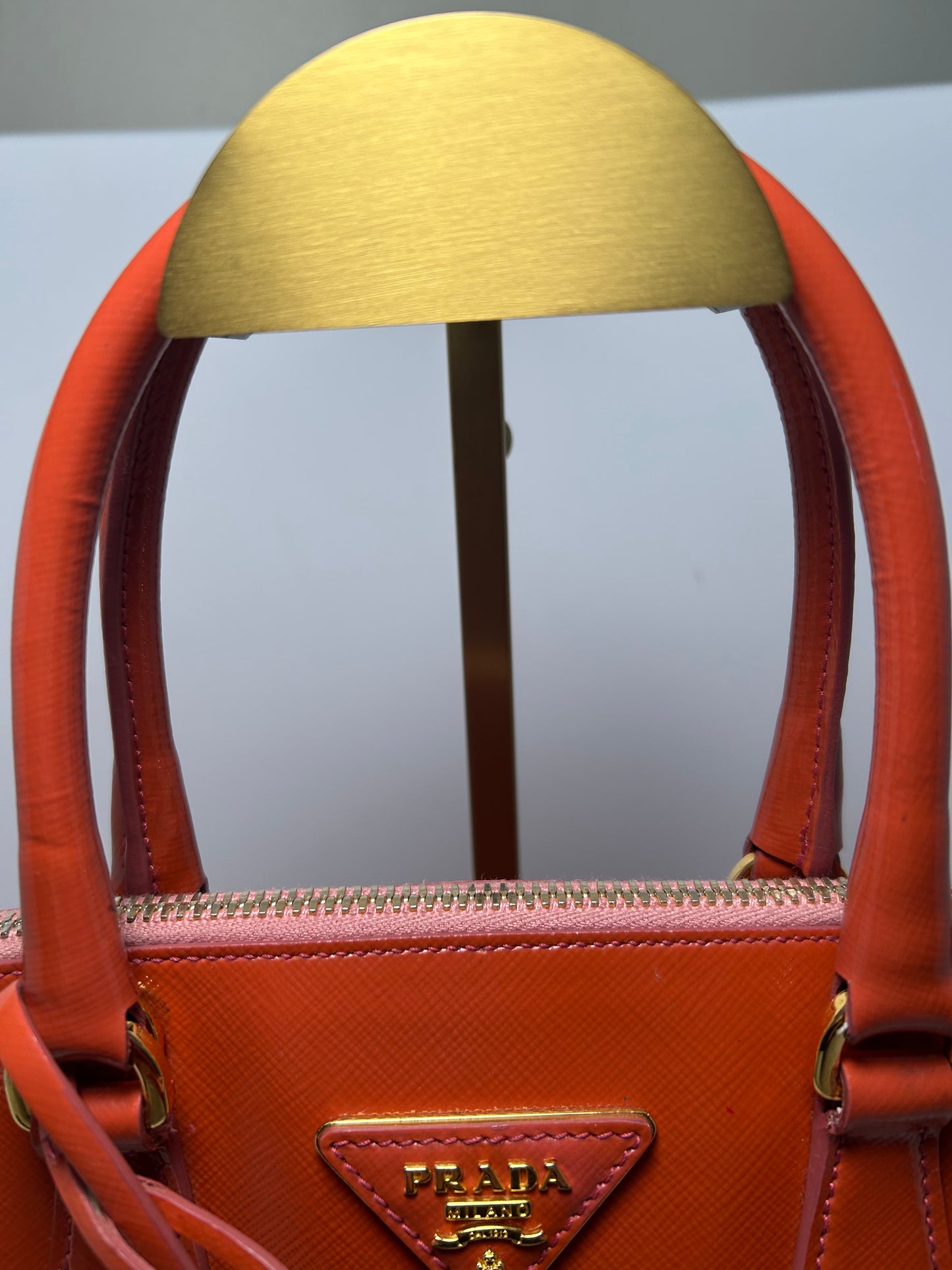 Prada Orange Small Saffiano Leather Hand Bag