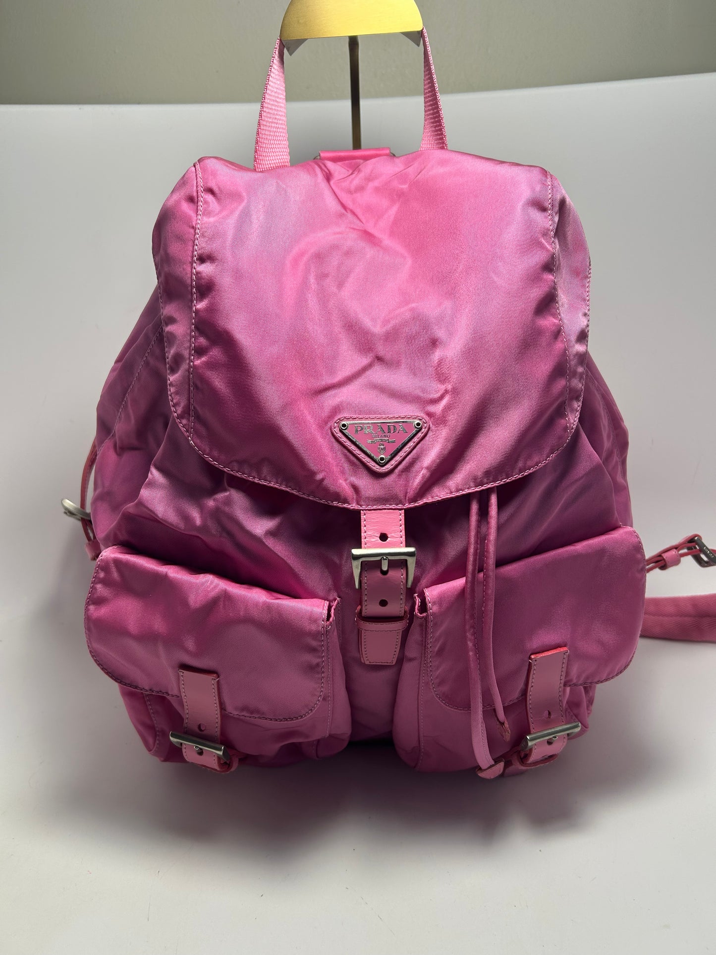 Prada Vella Double Pocket Pink Back Pack