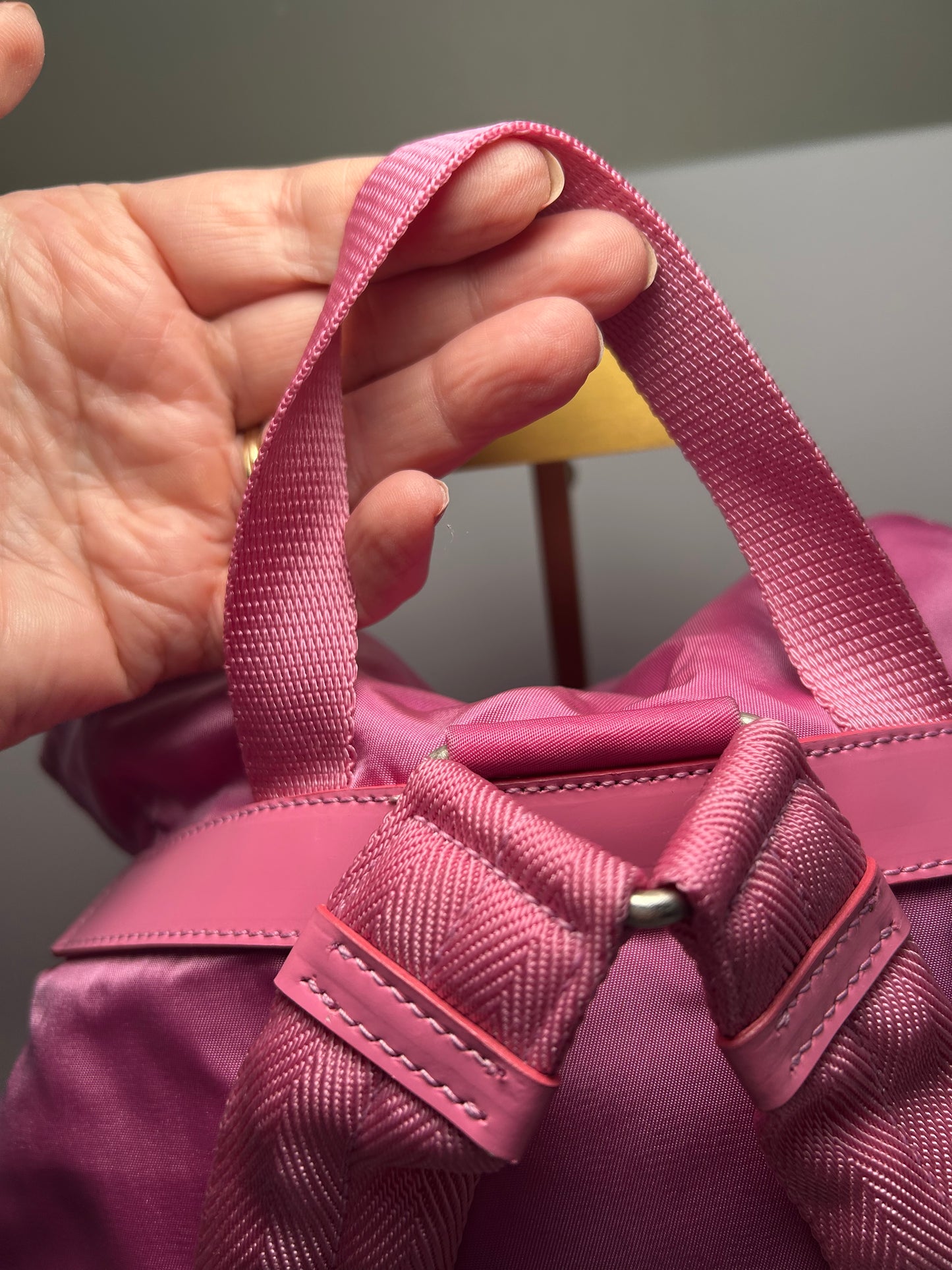 Prada Vella Double Pocket Pink Back Pack