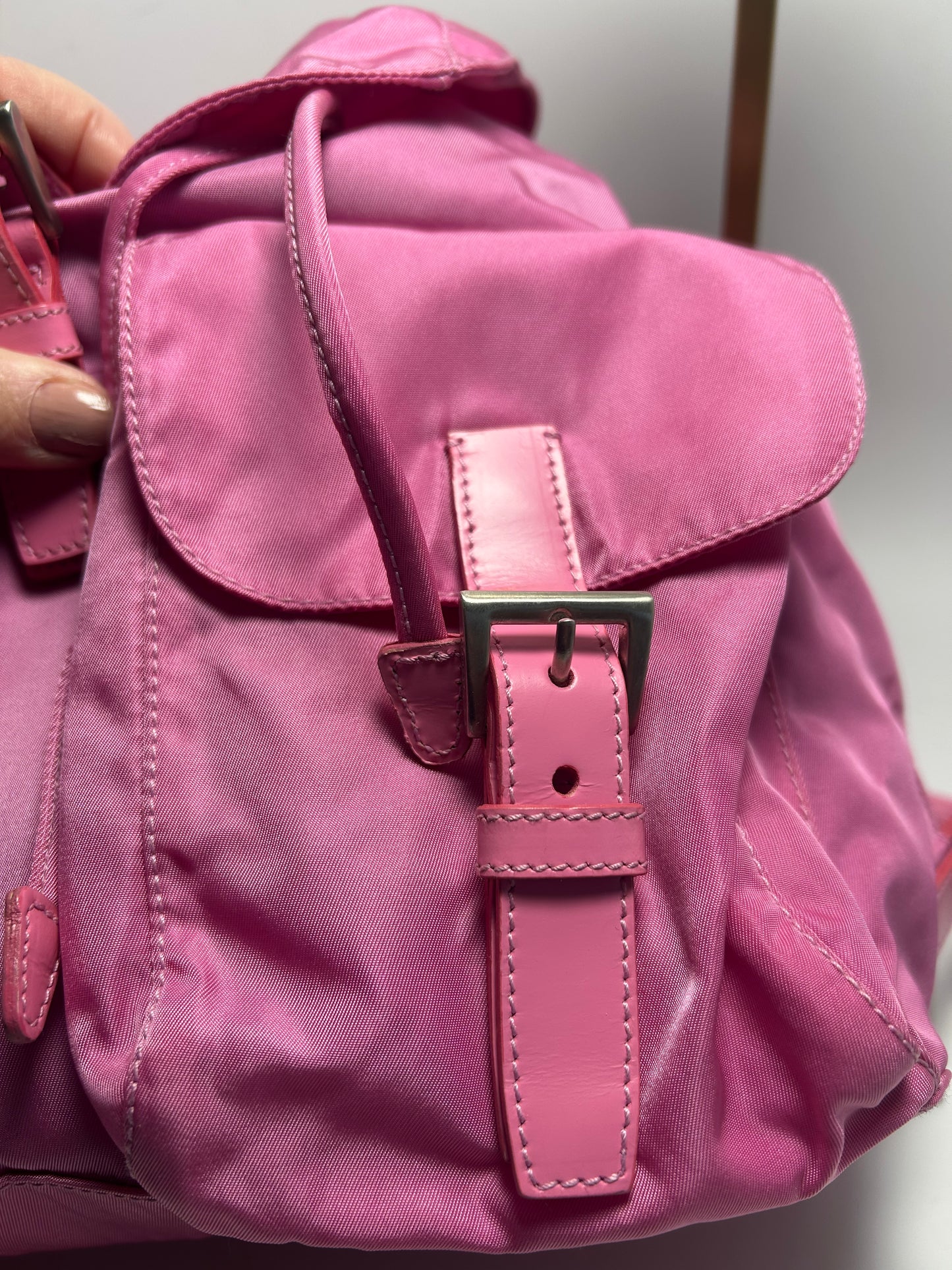 Prada Vella Double Pocket Pink Back Pack
