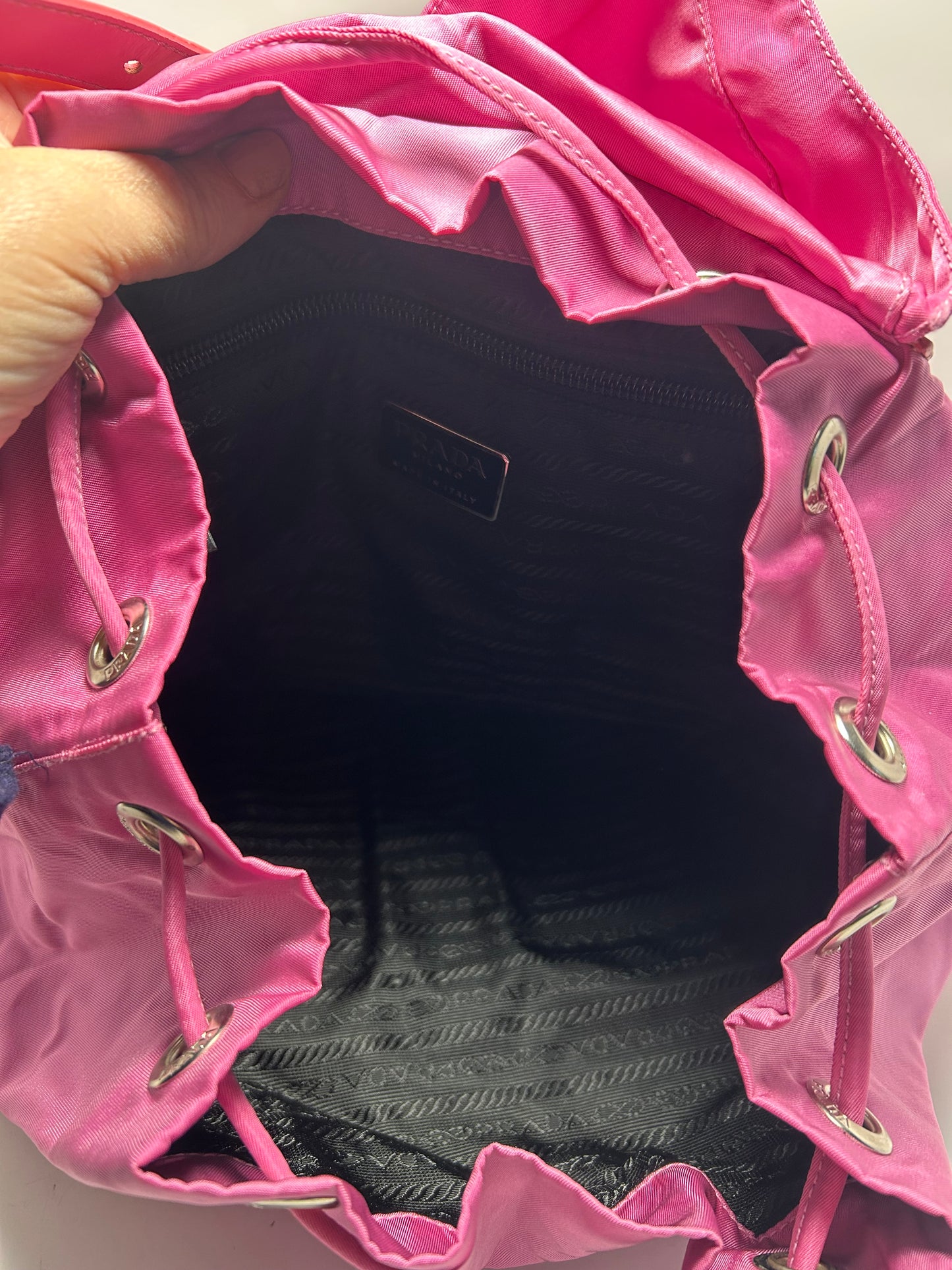 Prada Vella Double Pocket Pink Back Pack
