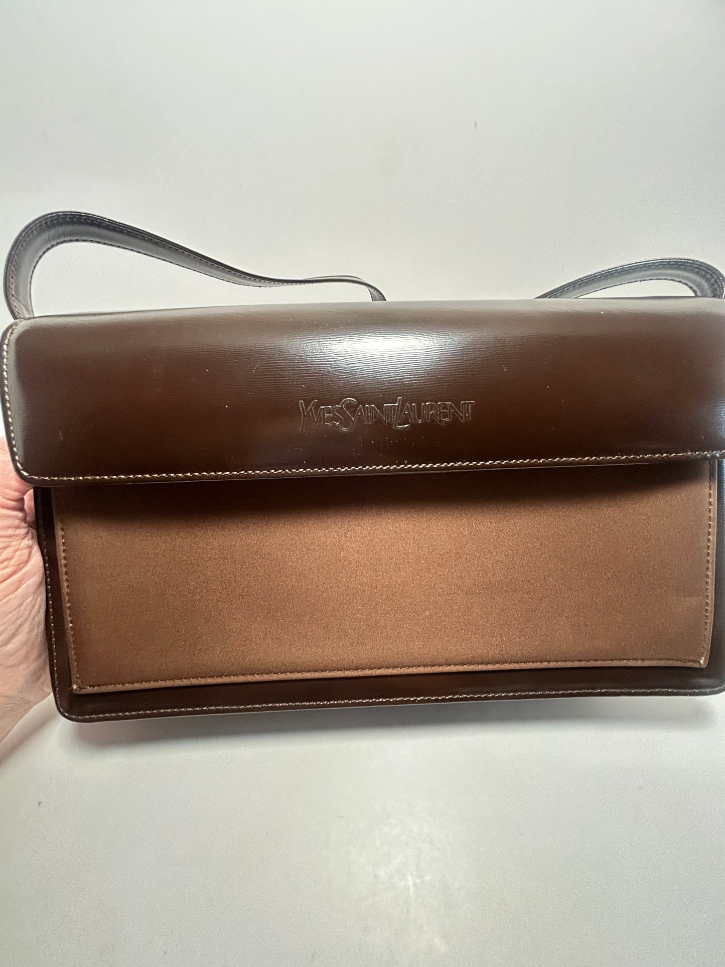 Vintage Yves Saint Laurent Brown Leather Shoulder Bag