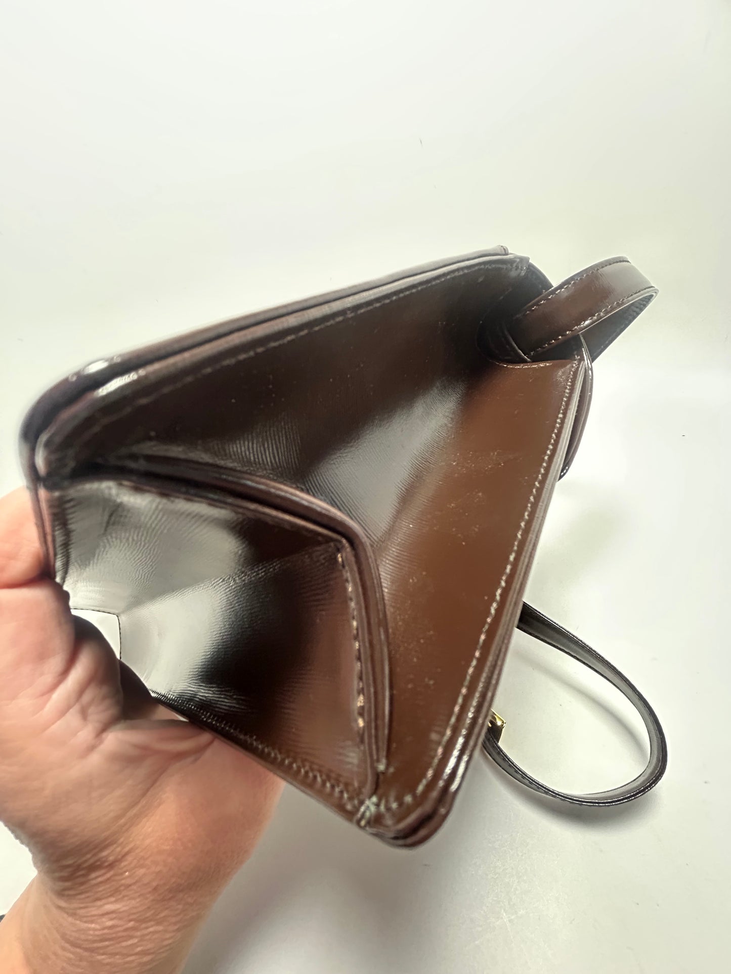 Vintage Yves Saint Laurent Brown Leather Shoulder Bag