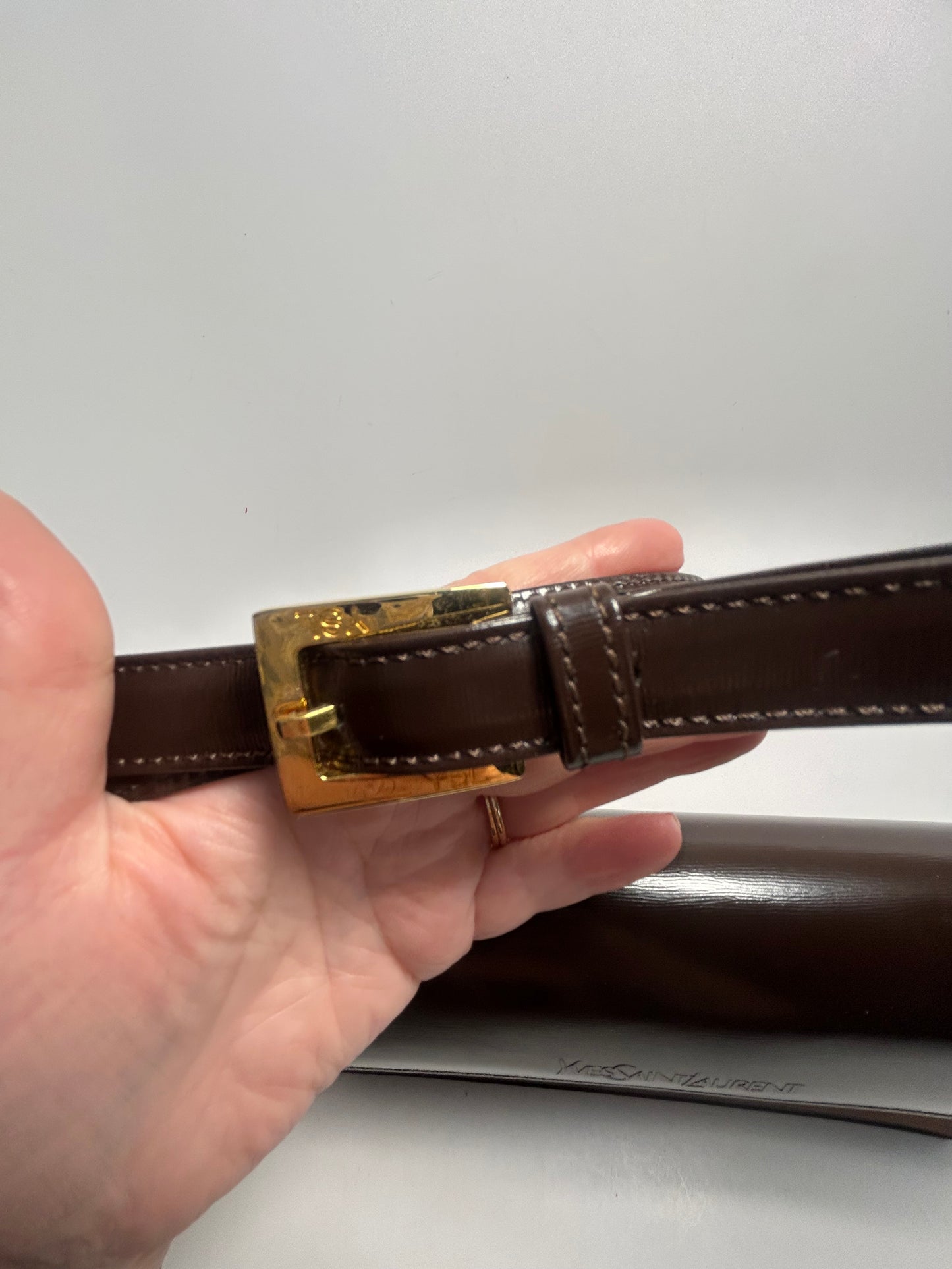 Vintage Yves Saint Laurent Brown Leather Shoulder Bag