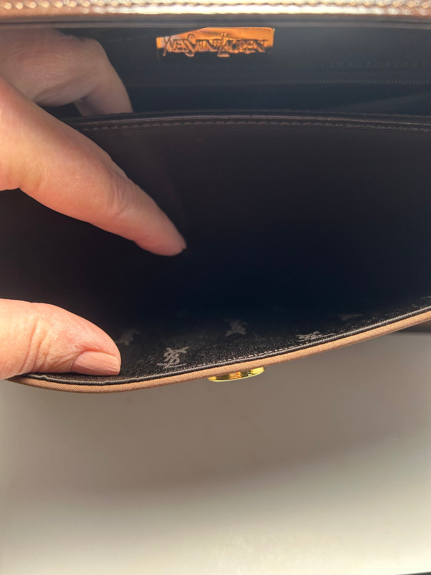 Vintage Yves Saint Laurent Brown Leather Shoulder Bag