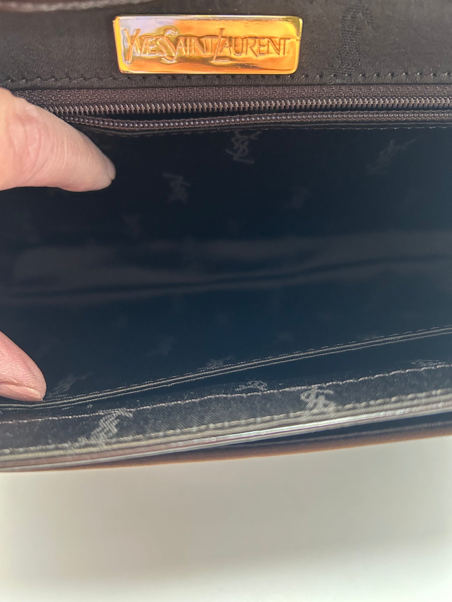 Vintage Yves Saint Laurent Brown Leather Shoulder Bag