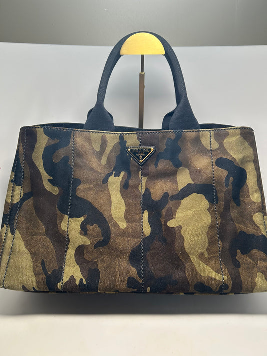 Prada Camo Tote in Camo Army Green