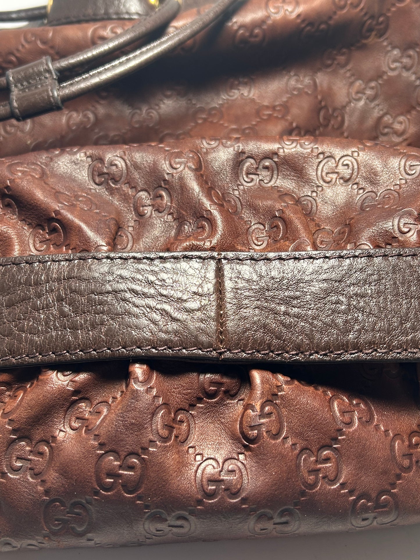 Gucci Guccissima Brown Leather 'Interlocking Icon' Drawstring Hobo 2015-2016